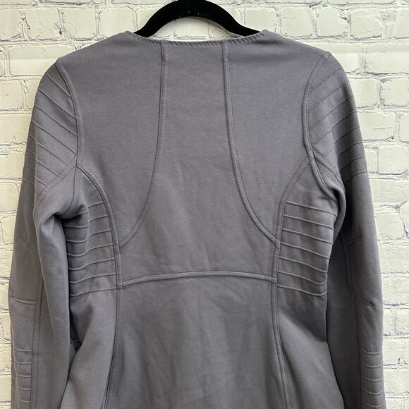 Athleta Moto Jacket Small Purple Asymmetric Full Zip Long Sleeve Textured Soft - Picture 5 of 8